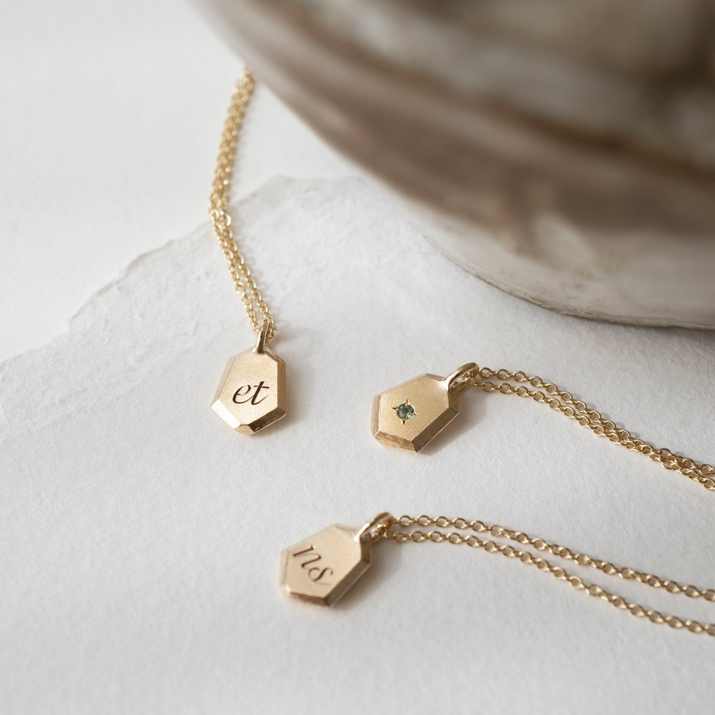 Faceted Tag Mini Pendant