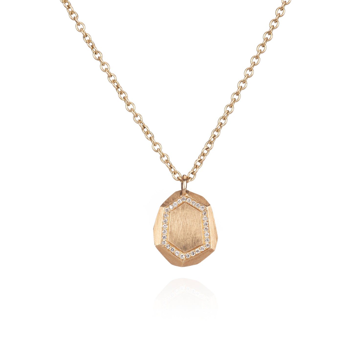 Edged Faceted Tag Pendant Necklace - Salt & Pepper Diamonds