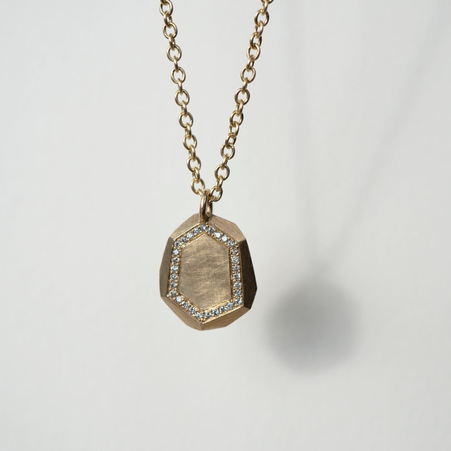 Edged Faceted Tag Pendant Necklace - Salt & Pepper Diamonds