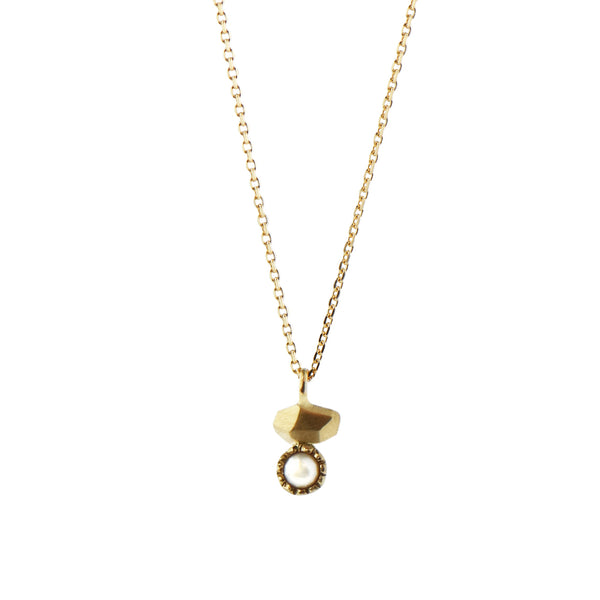 Gea Duo Necklace - 9ct Gold & Pearl