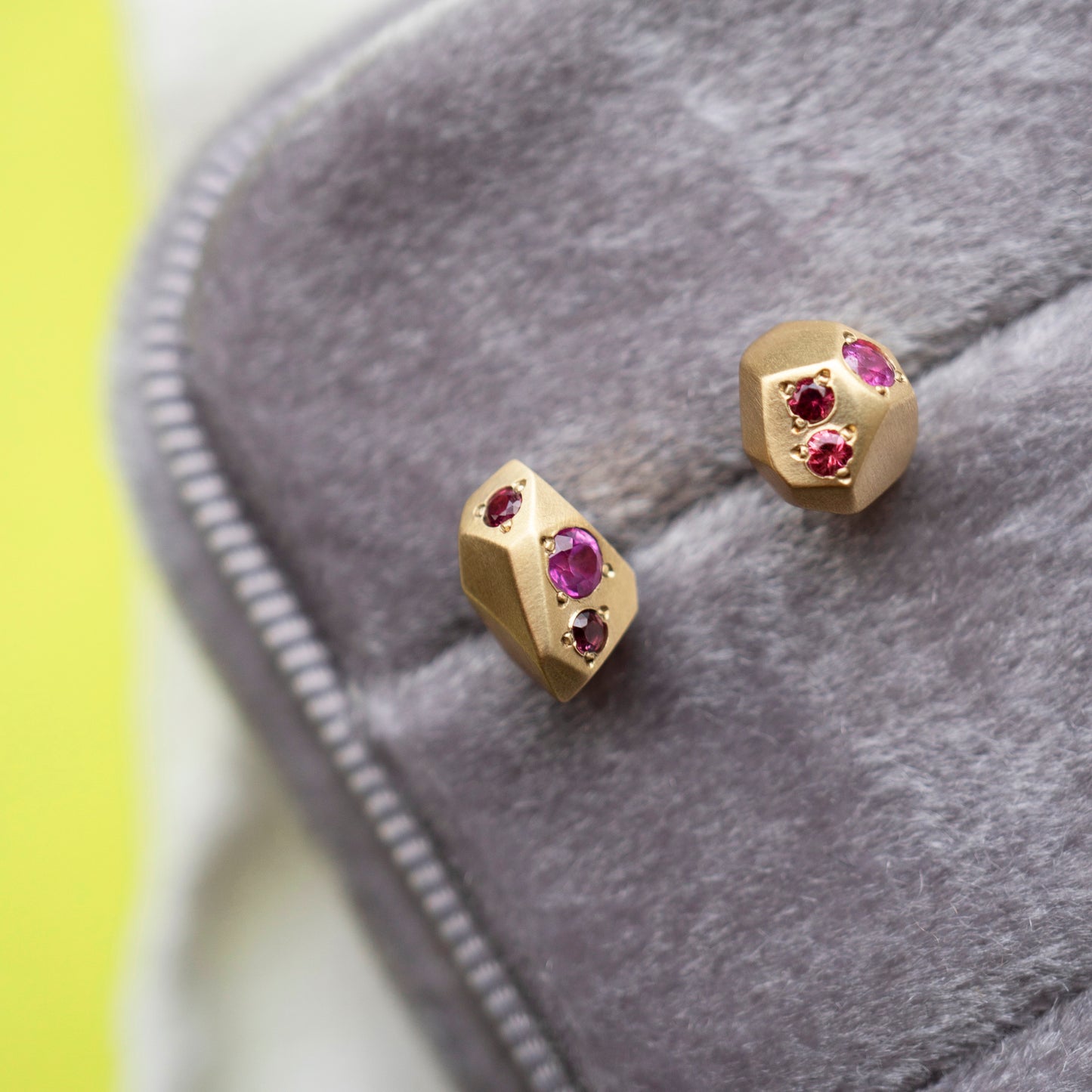 Gea Medium Studs - Red & Pink Sapphires