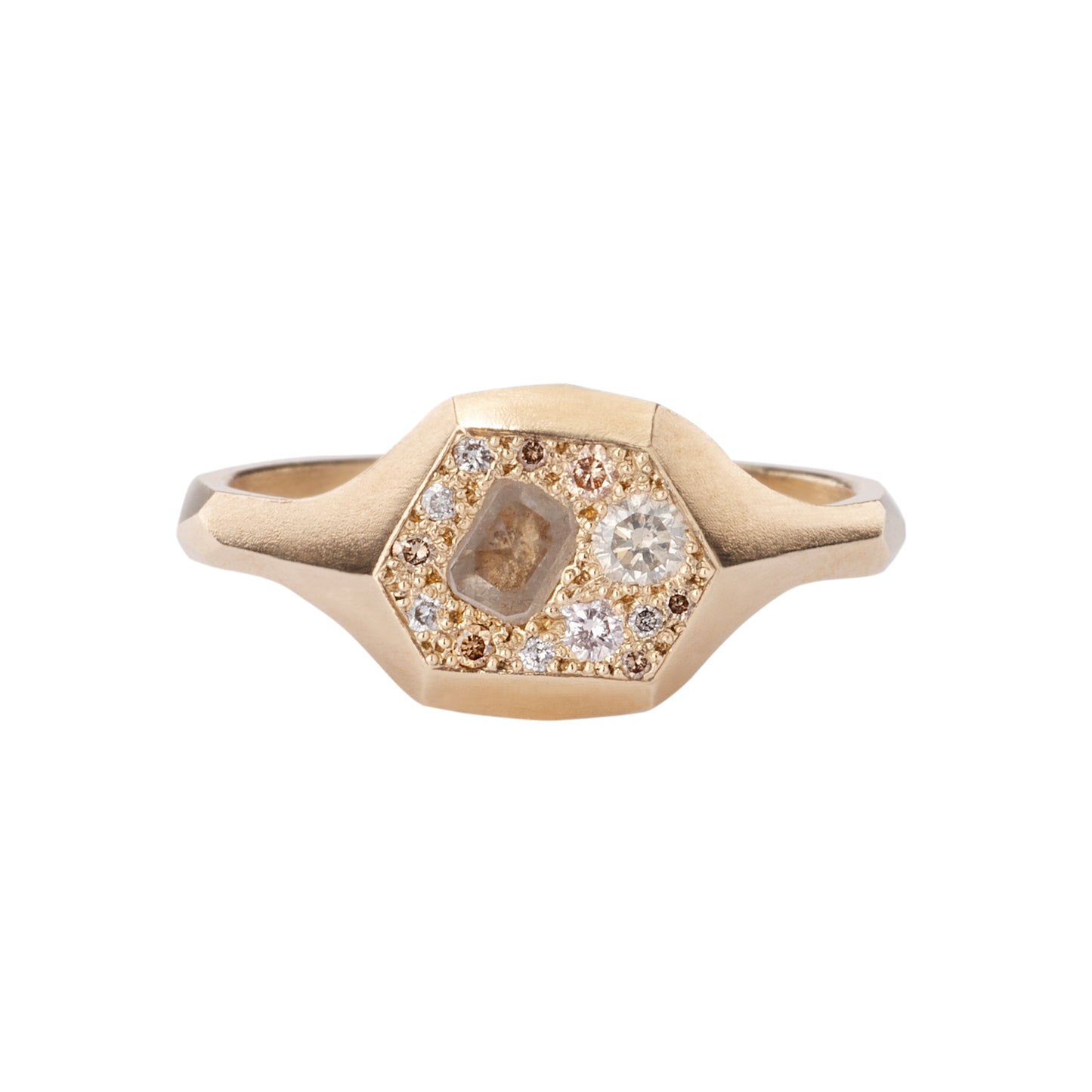 One-Of-A-Kind Atacama Faceted Signet Ring - Mixed Diamonds