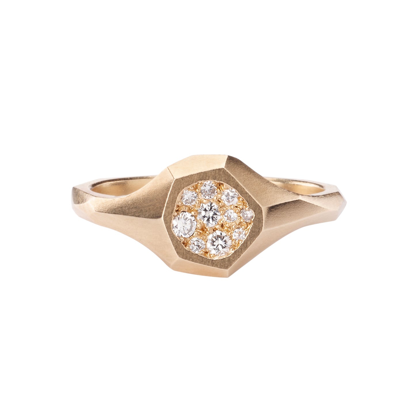 Geoda Mini Signet Ring - White Diamonds