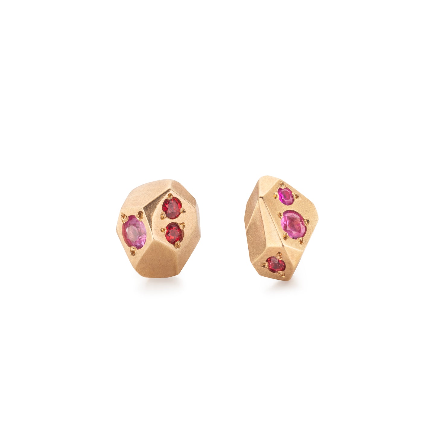 Gea Medium Studs - Red & Pink Sapphires