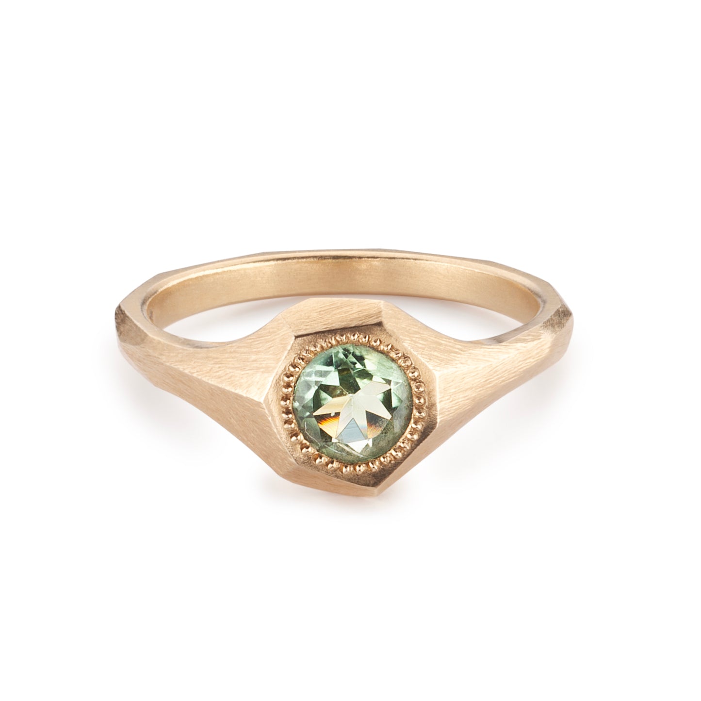 Faceted Signet Ring - Green Tourmaline