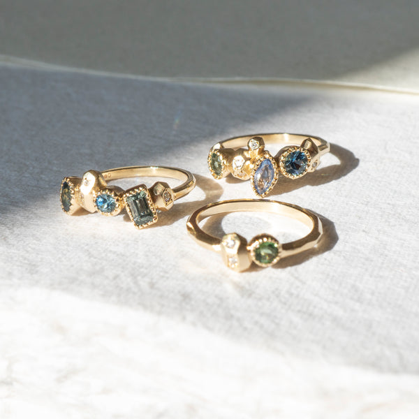 OOAK Gea Ring #1 - 9ct Gold & Sapphires