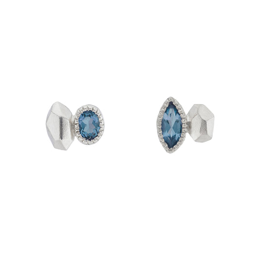 Gea Marquise Studs - Blue Topaz