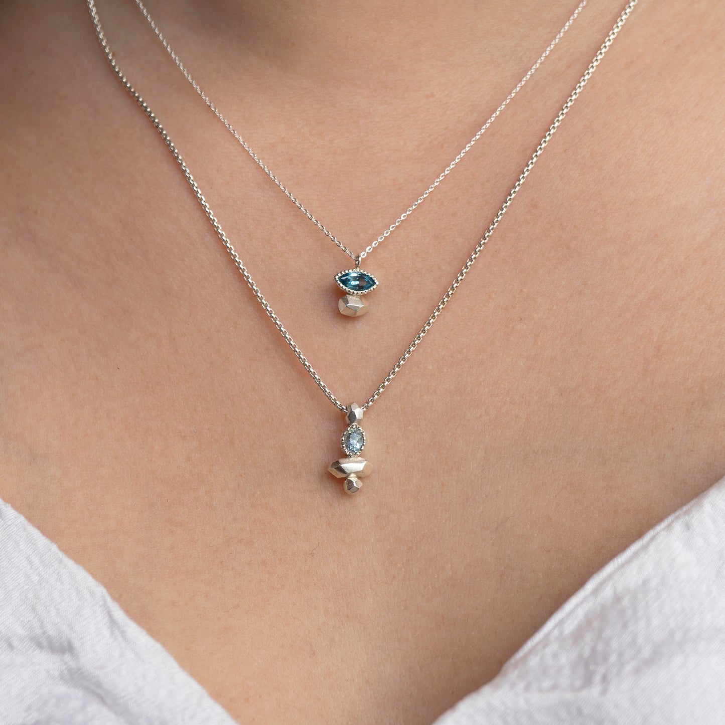 Gea Marquise Necklace - Blue Topaz