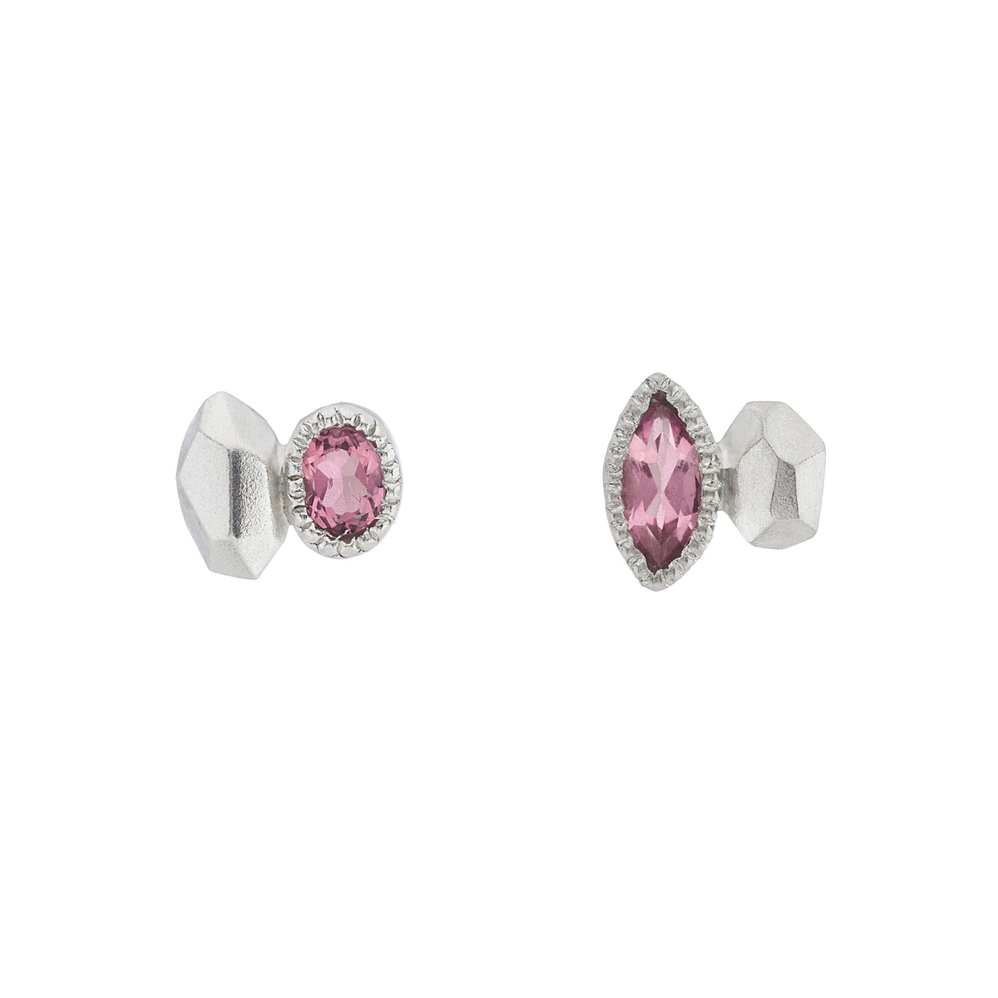 Gea Marquise Studs - Pink Tourmaline